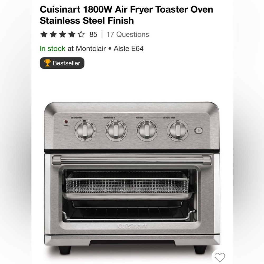 Cuisinart Stainless Steel Air Fryer Toaster Oven used $230
